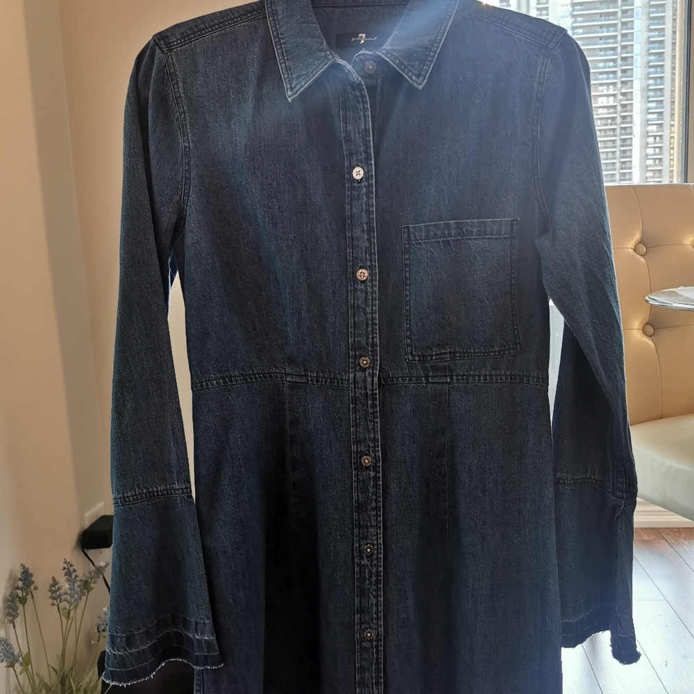 7 for all mankind Bell Sleeve Denim shirt dress